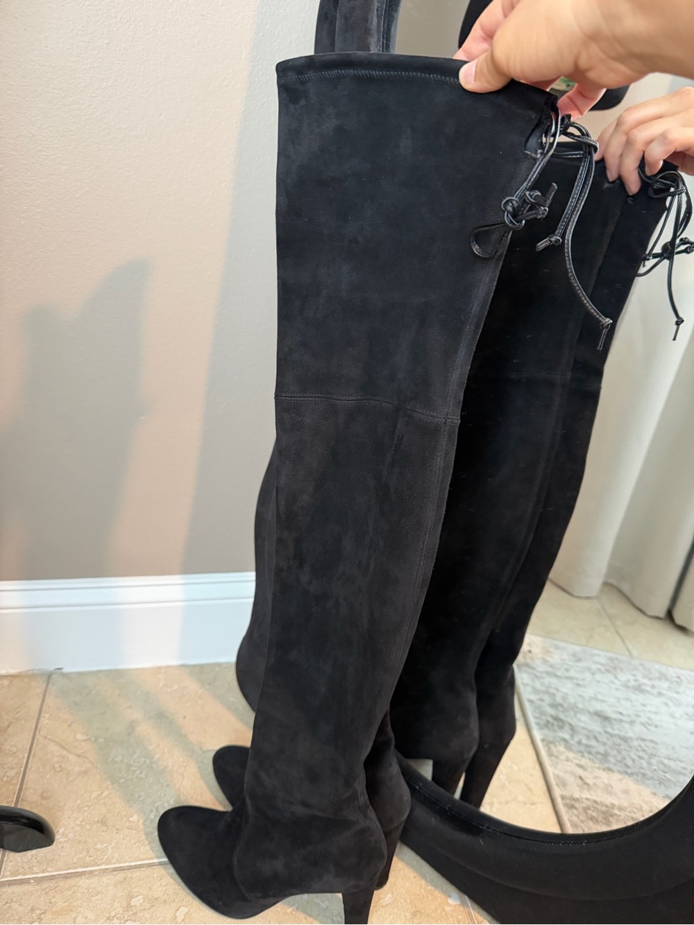 Stuart Weitzman Black Suede Over-The-Knee Boots - Size 10M (Style 72664)